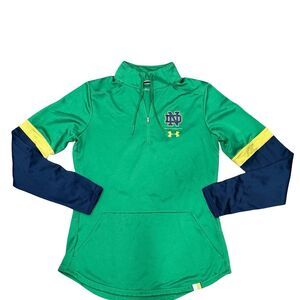 🏈Under Armour Notre Dame Fighting Irish Quarter-Zip Pullover - Small 💚